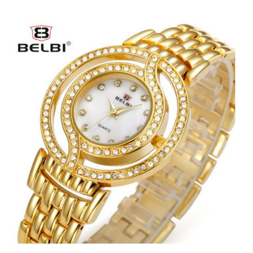(Có Ảnh Thật) Đồng Hồ Nữ BELBI 001 Cao Cấp Viền 2 Vành Đá Hàng Chính Hãng