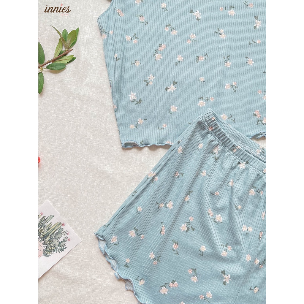 Bộ mặc nhà thun gân lạnh cotton, tay cánh tiên dễ thương cho nữ - Innies