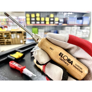 Tua vít 4 cạnh, cán gỗ, thân tròn, gốc lục lăng. ELORA 656-PH 1. Sản xuất tại Đức