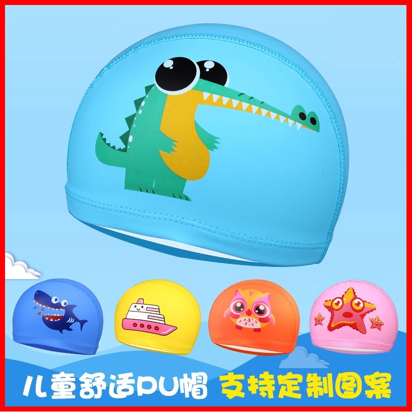 Mũ, Nón bơi trẻ em ngộ nghĩnh chất liệu silicon an toàn, cảm giác mềm mại khi đội
