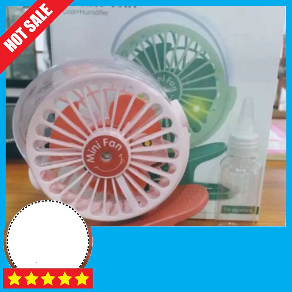 Quạt tích điện kèm kẹp sạc mini cầm tay 2 chế độ