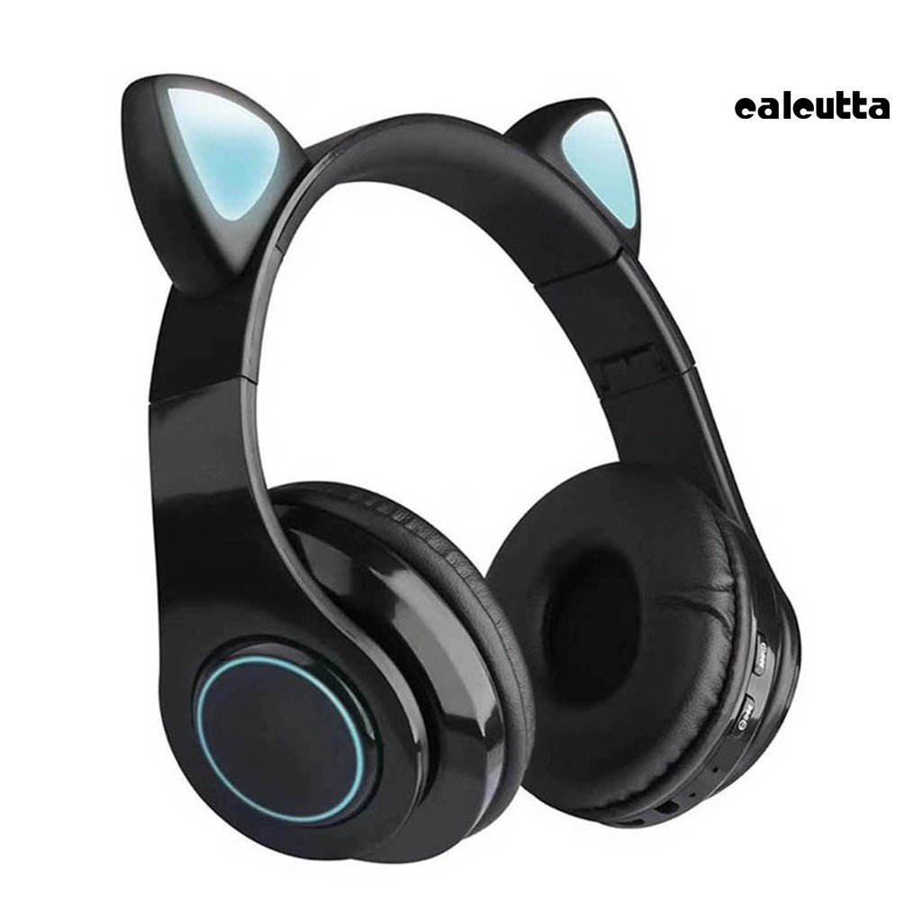 Tai Nghe Bluetooth 5.0 P39M Hình Tai Mèo Có Mic Và Đèn Led