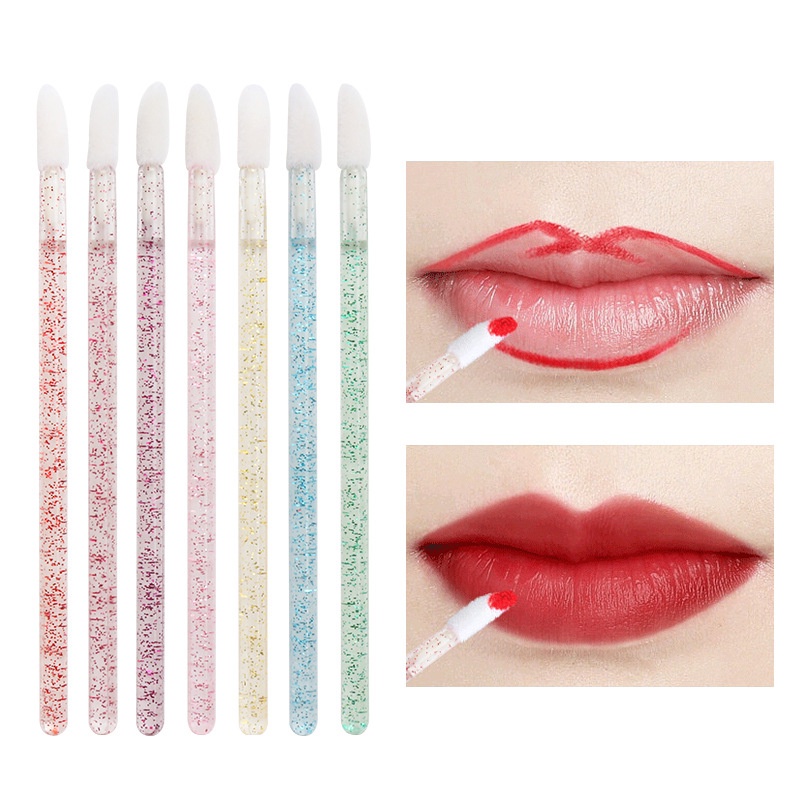 50 pcs/ Set  Crystal Mascara Lipstick Brush / Colourful Lip Applicator Brushes / Lip Gloss Cosmetic Brush Sets /  Disposabl  Handle Cleaner Wands / Makeup Brushes For Lips Brush Tools