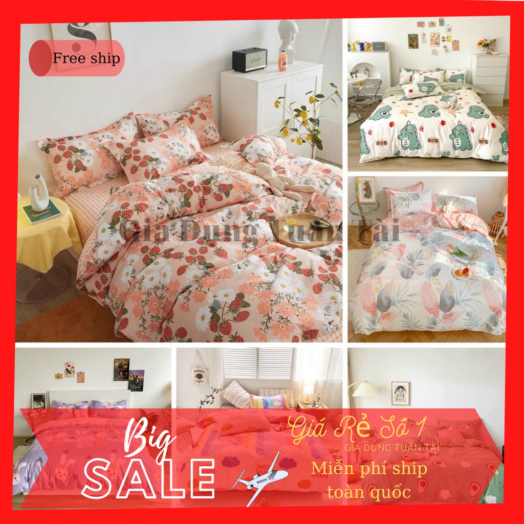 Bộ chăn ga gối Cotton Poly 5 món, mẫu mới dày 2kg