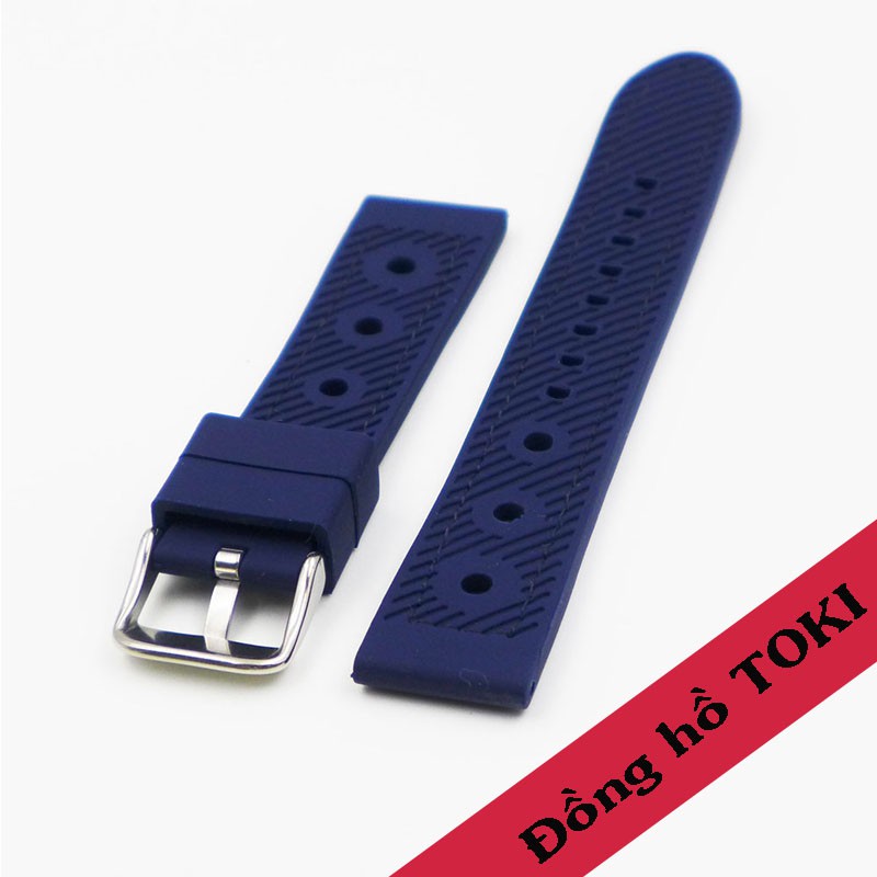 Dây cao su rally xanh navy khâu vải cacbon chỉ đen