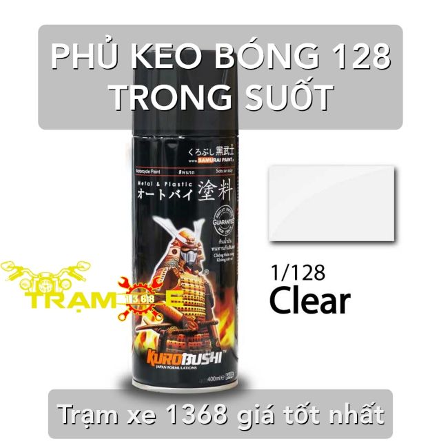 SƠN SAMURAI CHAI PHỦ KEO BÓNG TRONG SUỐT MÃ MÀU 128, TẠO BÓNG VÀ BẢO VỆ MÀU SƠN