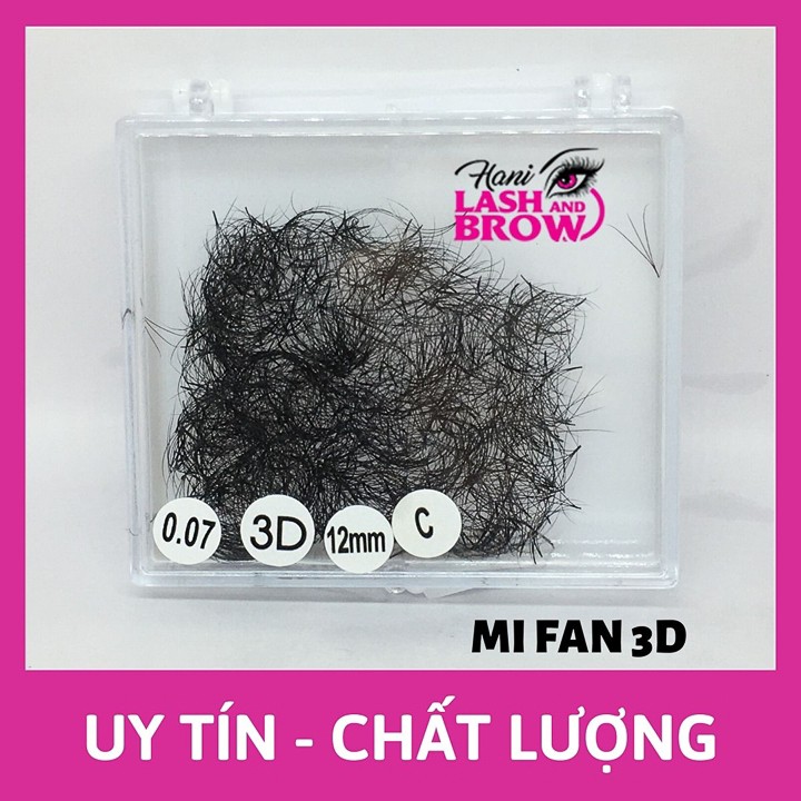 Mi Fan 3D cong C 0.07 và 0.1 LMFT _ Lông Mi Fan Tay Sẵn Hani chân keo nhỏ _1 Hộp chứa hơn 500 Fan