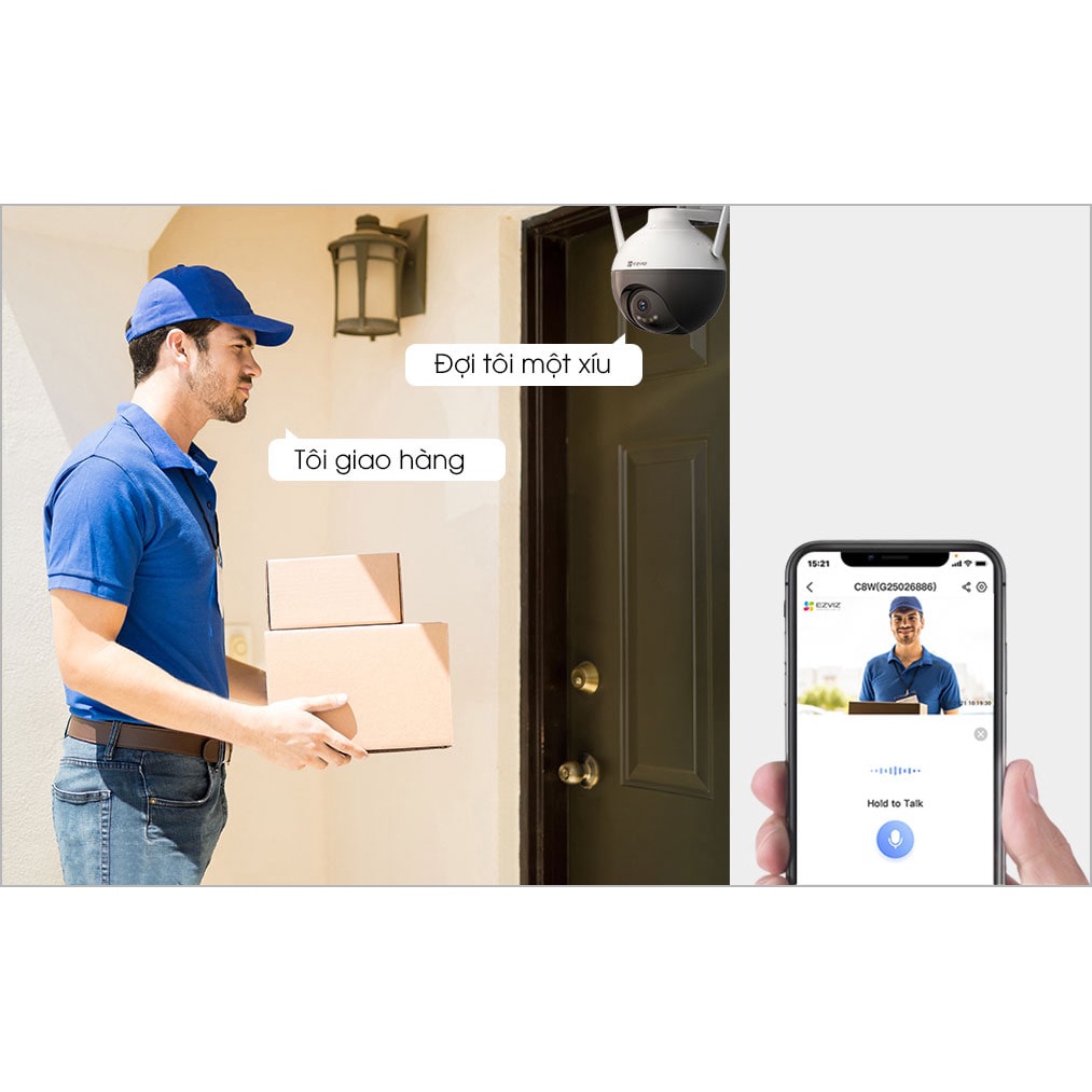 [DIGI] Camera Wifi EZVIZ C8W 2K 4MP - Đàm Thoại 2 Chiều, Ngoài Trời, Màu Bang Đêm, Xoay 360 Độ - Camera Ezviz Chính Hãng