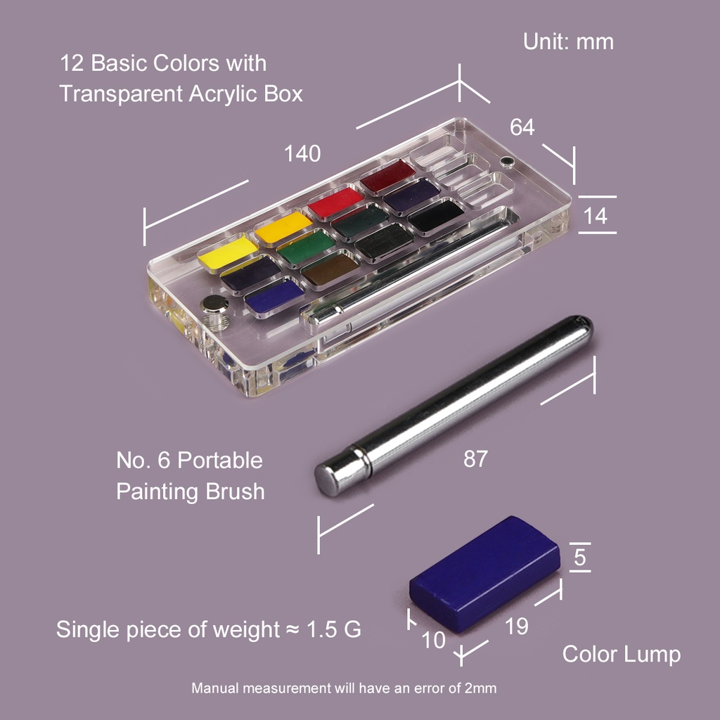 Hộp rỗng acrylic/set hộp rỗng acrylic/hộp màu nước 12 màu/màu nước và đệm SeamiArt