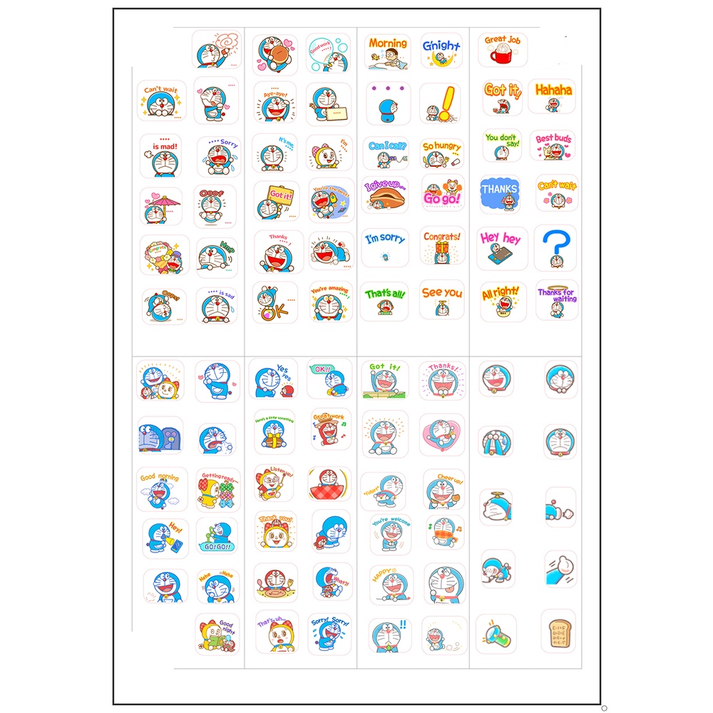 sticker doraemon SI15 hình dán dễ thương trang trí dán sổ dán điện thoại 1 tờ 7*19,5cm bullet journal