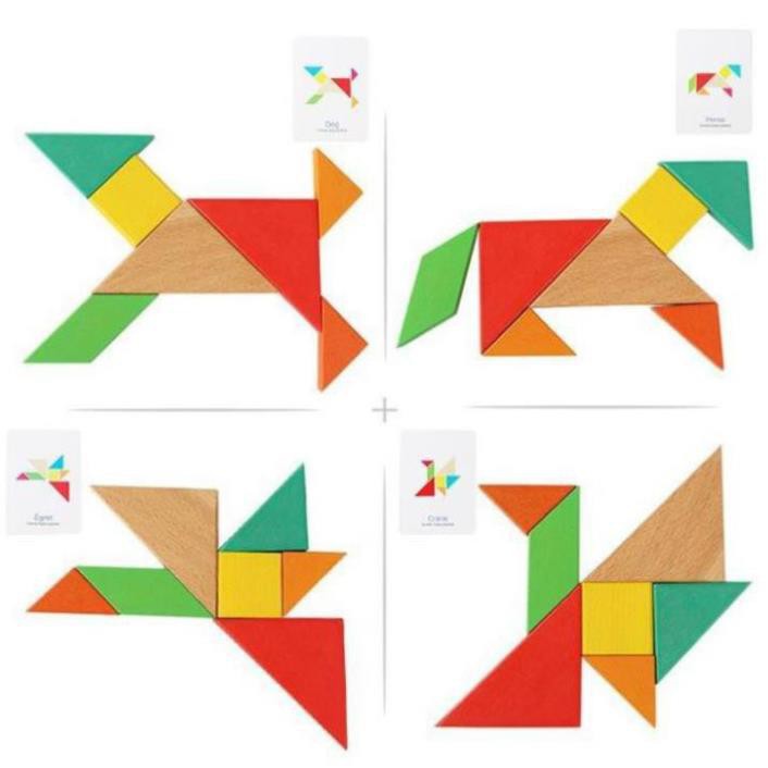 Đồ Chơi Tangram Xếp Hình Bằng Gỗ Mô Phỏng Giúp Bé Tư Duy Sáng Tạo