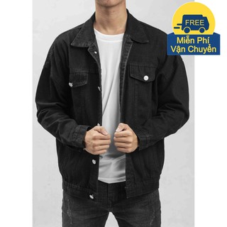 Áo khoác jean unisex nam nữ màu đen cá tính áo khoác bò ulzzang chống nắng