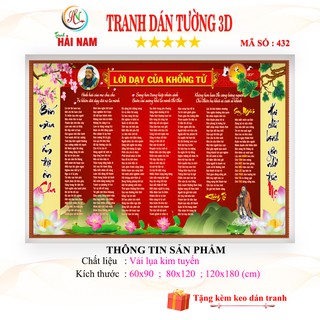 Tranh dán tường 3D lời dạy khổng tử - Khổ lớn theo yêu cầu