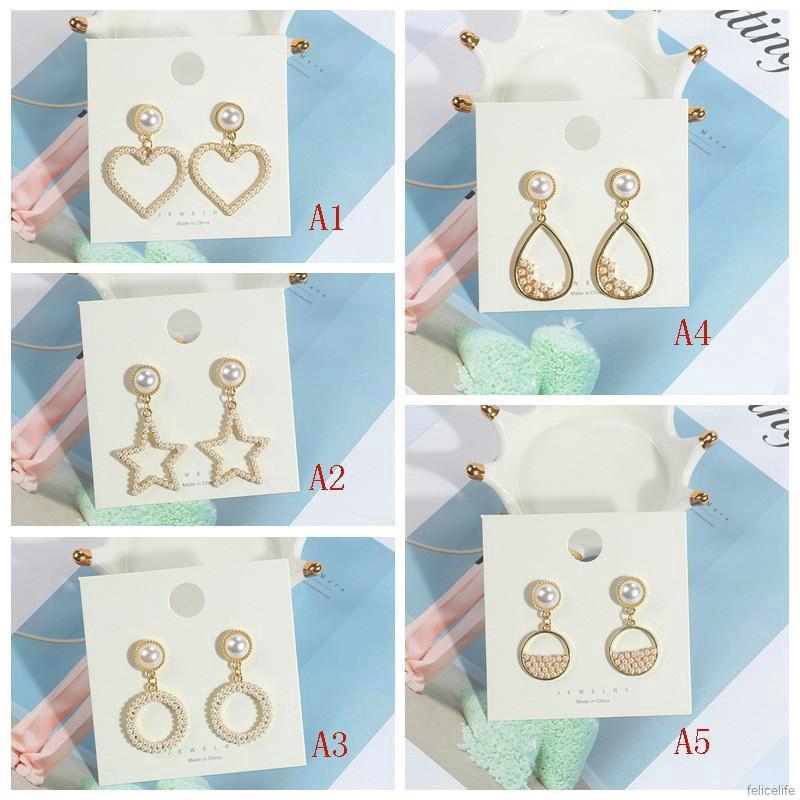 Khuyên tai đính ngọc trai nhân tạo phong cách Hàn Quốc