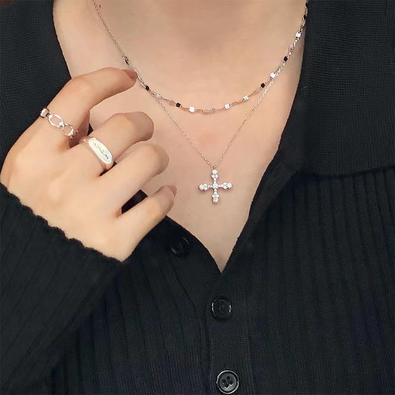 Vòng cổ Hai Lớp Đính Đá Kim Cương Tinh Tế Dành Cho Nữ