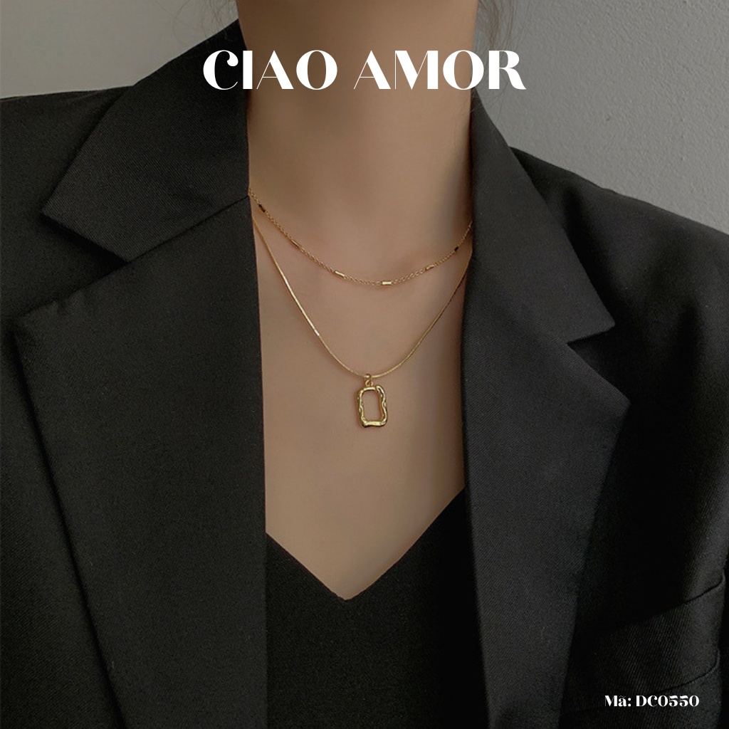 Dây chuyền nữ, Vòng cổ 2 lớp basic mặc vest đơn giản Trang sức Ciao Amor - DC0550