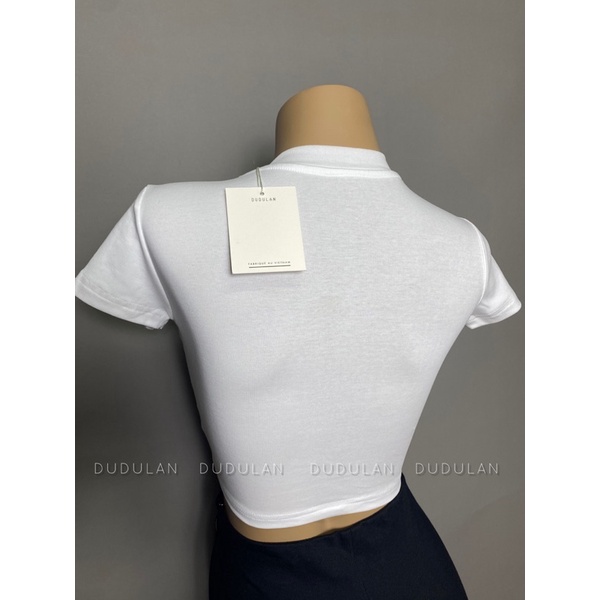 Áo croptop ngắn tay A11 DUDULAN Áo thun cộc tay cổ tròn