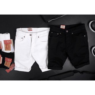 Quần short jeans nam màu TRẮNG/ ĐEN co giãn