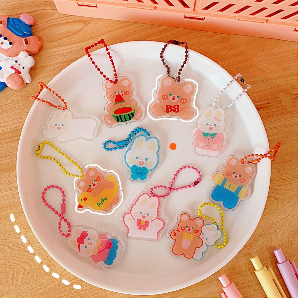 1 Móc Chìa Khóa Bằng Nhựa Acrylic Họa Tiết Hoạt Hình Nhiều Màu Dễ Thương