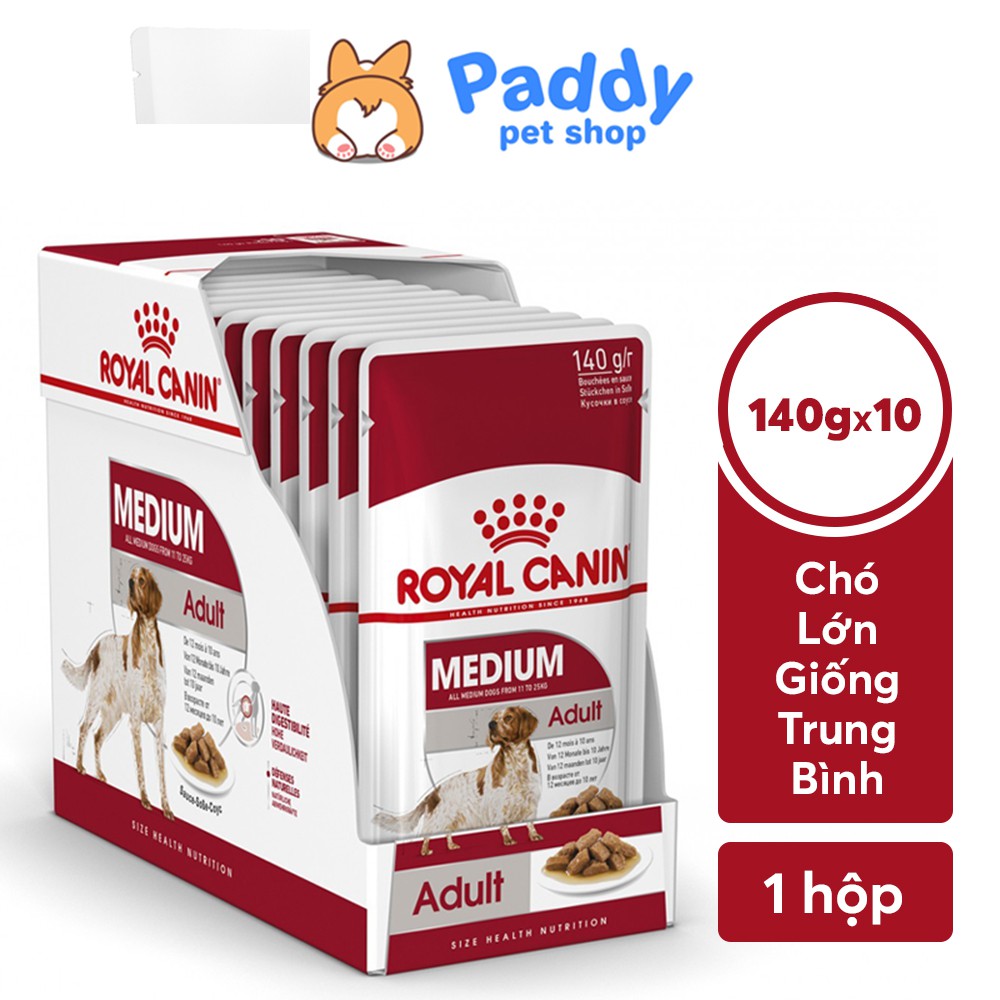 [Hộp 10 Gói] Pate Cho Chó Royal Canin Medium Adult 140g