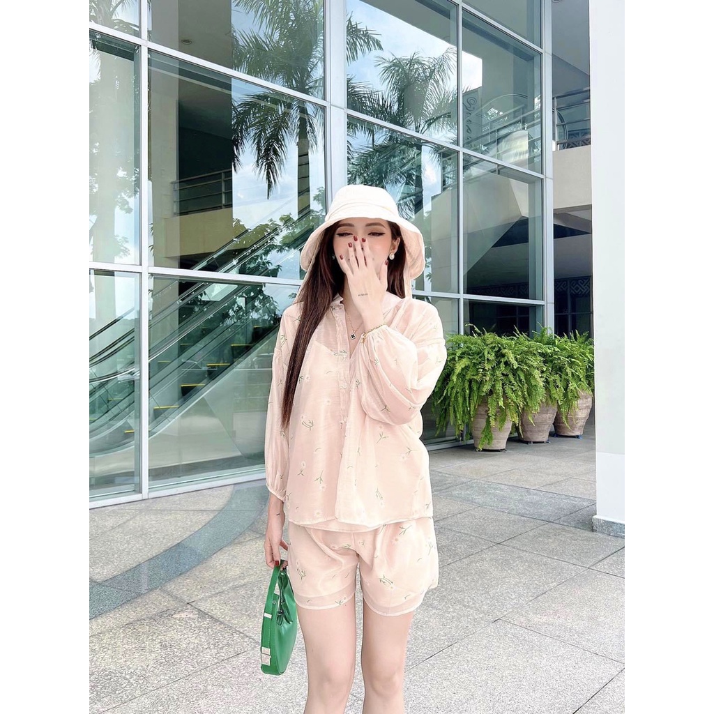 Set áo voan hoa + Quần có lót trong trẻ trung HQ Rowena DS19