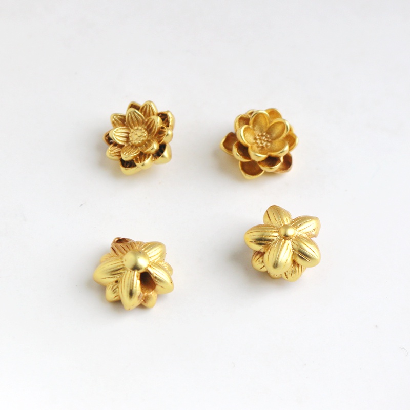 Mặt Dây Chuyền diy Mạ Vàng 18K Hình Hoa Sen Xuyên Thấu Ba Chiều