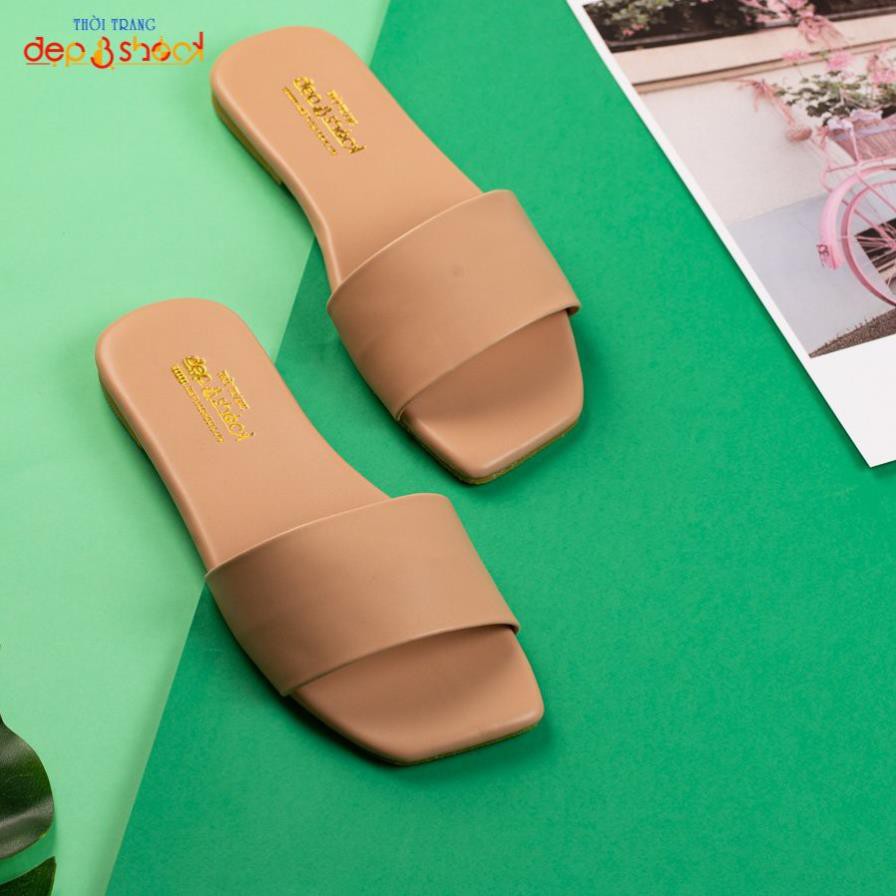 Dép nữ thời trang quai ngang đế bệt Depvashock MS 111