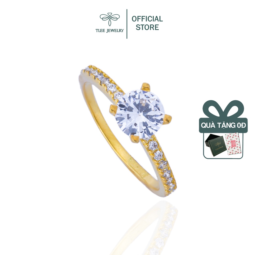 Nhẫn bạc nữ TLEE đá bốn chấu mạ vàng 14k nạm đá cao cấp TleeJewelry A0137