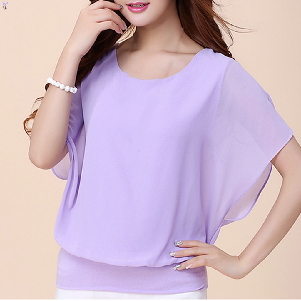 Áo Cánh Dơi Ngắn Tay Vải Voan Thoáng Khí Thoải Mái Thời Trang Mùa Hè Cho Nữ