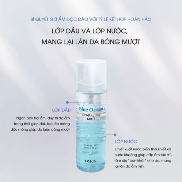 Xịt Khoáng Chiết Xuất Nước Biển Xanh Cấp Ẩm Tức Thì DMCK Blue Ocean Sparkling Mist 80ml