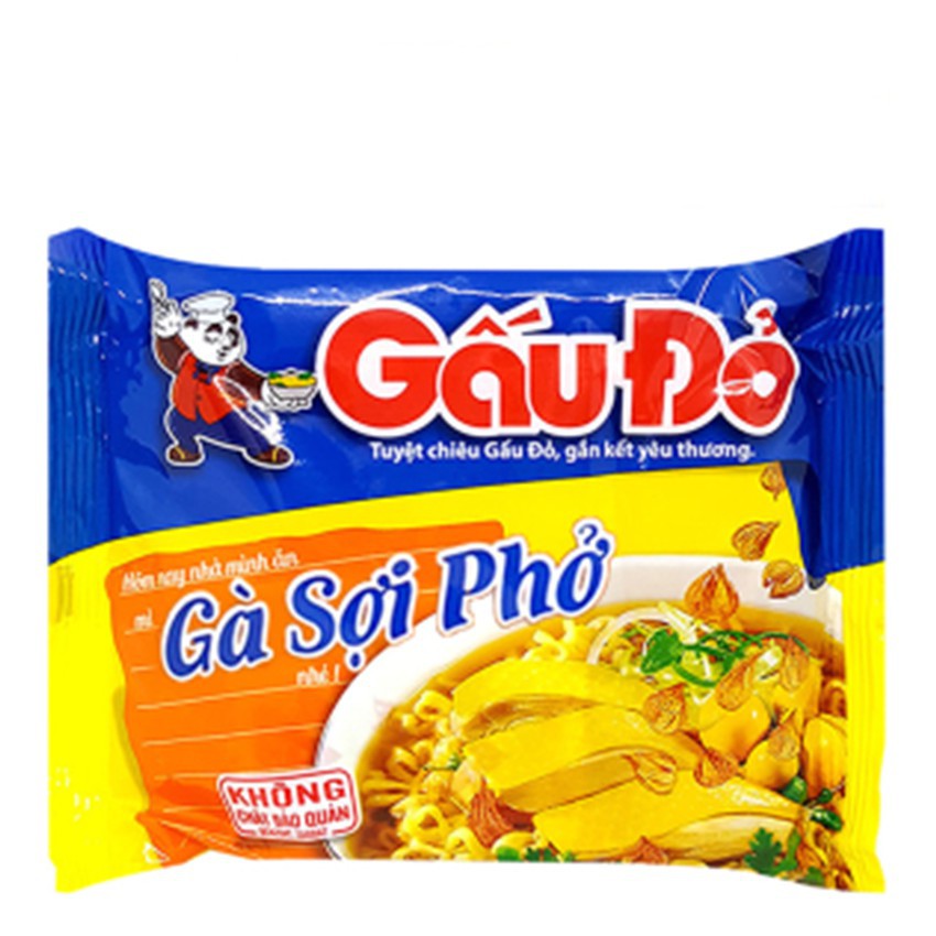 Mì Gấu Đỏ Gà sợi phở/ tôm và gà sợi phở thùng 30 gói x64g