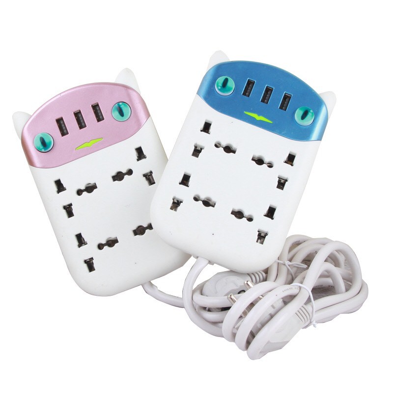 Ổ Cắm Điện - Ổ Điện Thông Minh Hình Đầu Mèo Có Cổng Sạc USB An Toàn Chống Giật