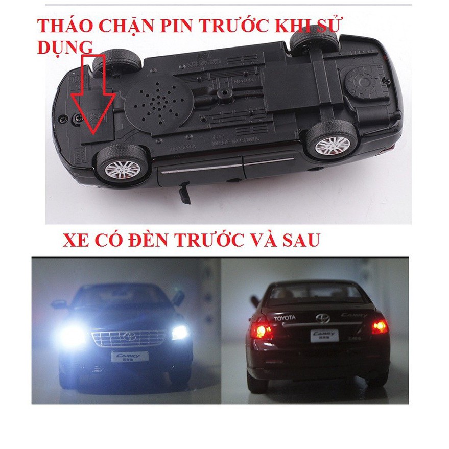 Mô hình xe ô tô Camry 2.4G đồ chơi trẻ em tỉ lệ 1:32 bằng sắt có đèn và âm thanh xe mở được các cửa