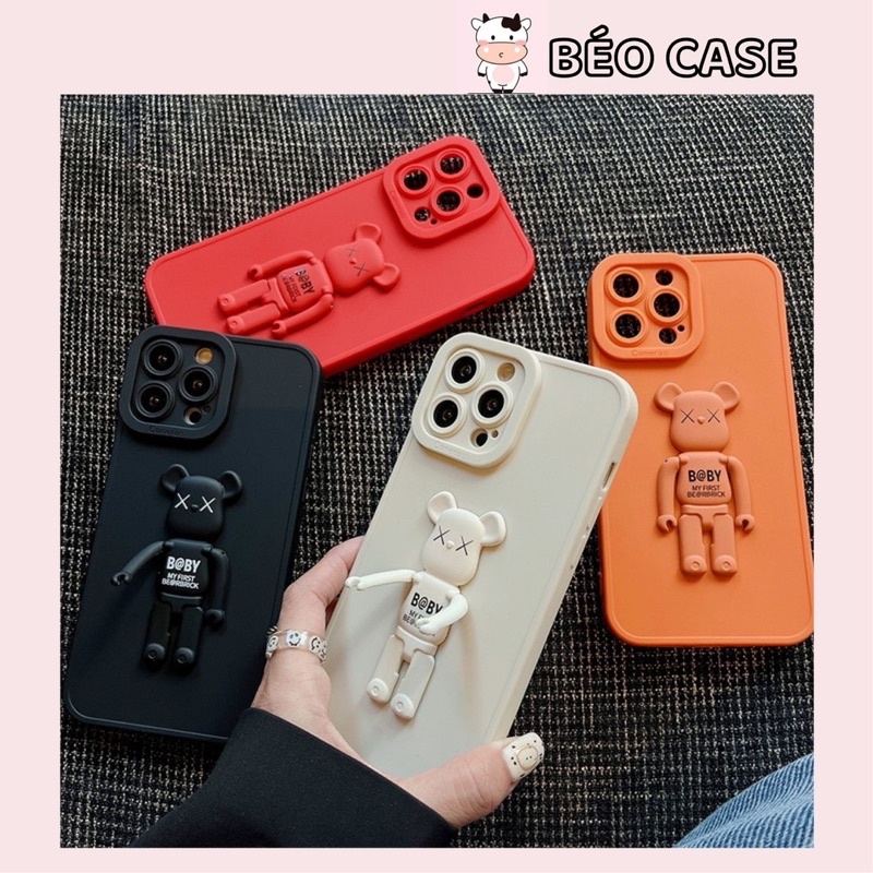 Ốp lưng KAWS BEAR BRICK NỔI TAY 3D ĐIỀU CHỈNH CẠNH VUÔNG CHỐNG BẨN