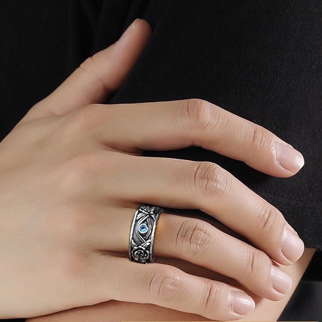 Nhẫn nam nữ tròn Kuu Clothes màu bạc thời trang chất Titan đẹp đơn giản không gỉ - Nhẫn ROSE