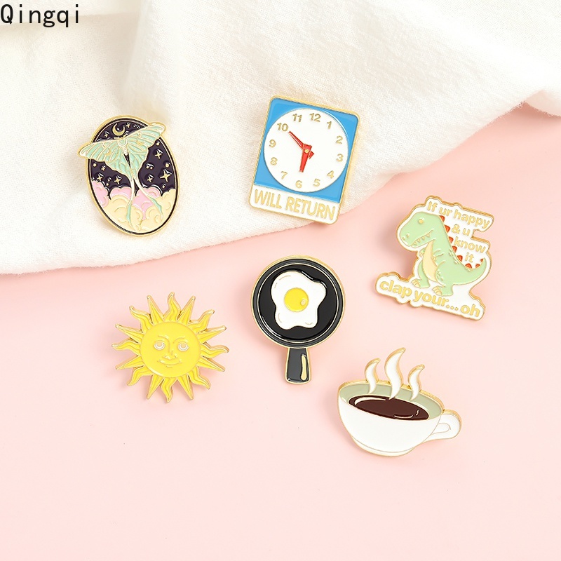 Ghim cài áo Miss Zoe hình trứng chiên tách cà phê ông mặt trời nhiều mẫu tùy chọn hoạt hình ngộ nghĩnh