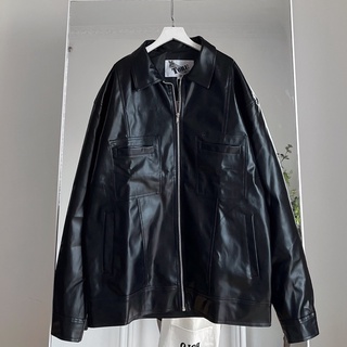 Áo Khoác Bomber Da màu đen form rộng unisex nam nữ