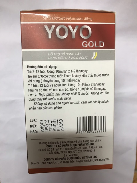 Sắt ống YoYo Gold - Bổ sung Sắt cho Người thiếu máu