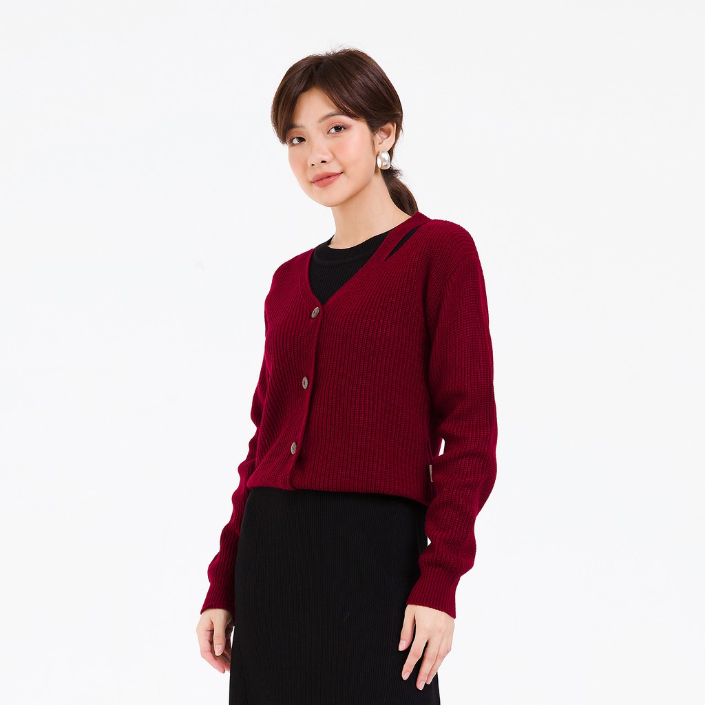 Áo cardigan xẻ 1 bên vai VIENTRAN V65C20T035 (Nhiều màu)