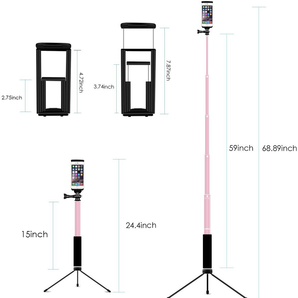 Gậy chụp ảnh 40 Inch LAMMCOU chất liệu hợp kim nhôm cao cấp cho Iphone 12 11 Pro Xs Max Xr X 8 7 6 Plus