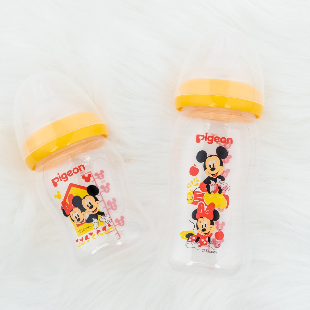 Bình Sữa Pigeon Softouch PP Plus Disney Baby - Màu Vàng 160ml/240ml