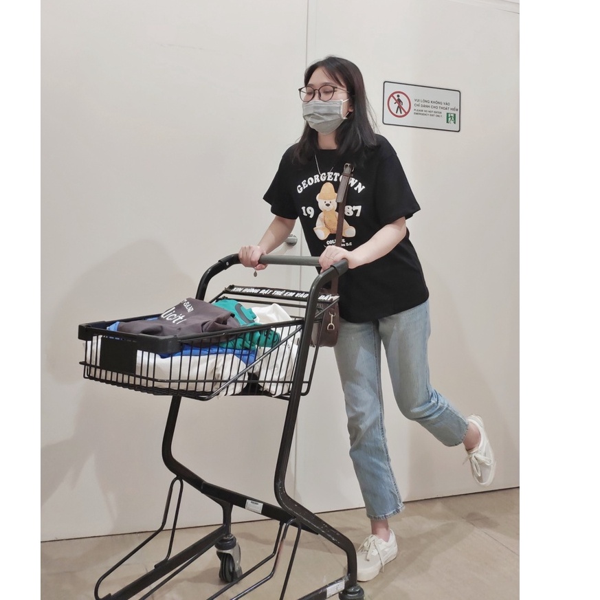 Áo phông unisex tay lửng in Gấu 1987 đẹp hàng chuẩn Quảng Châu 3158 cao cấp thời trang nam nữ giá rẻ