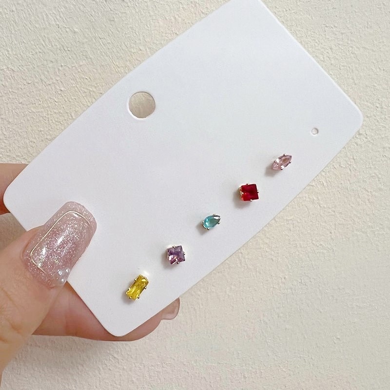 Set bông tai MANYUE mini mạ bạc 925 đính đá zircon phong cách đơn giản hợp thời trang