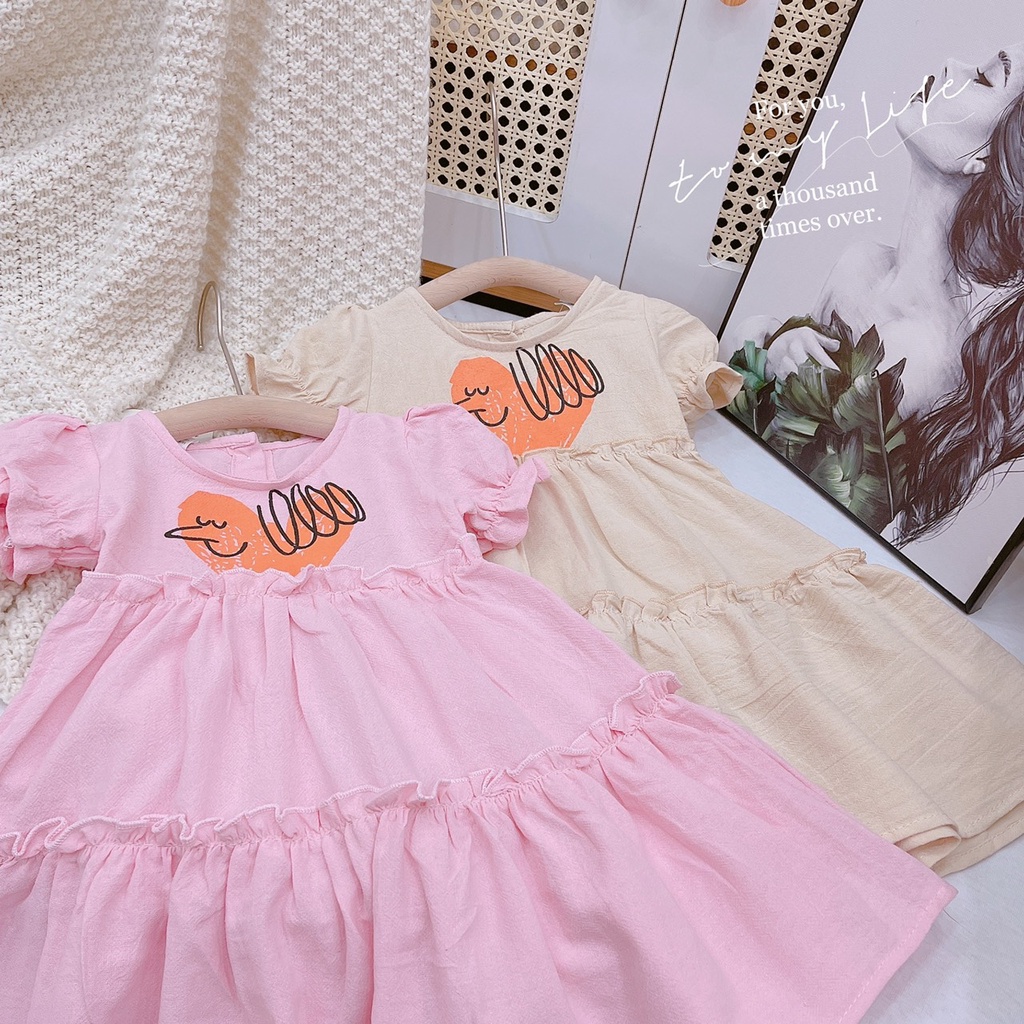 Váy bé gái đũi sần bèo 2 tầng tùng xòe rộng XHN955