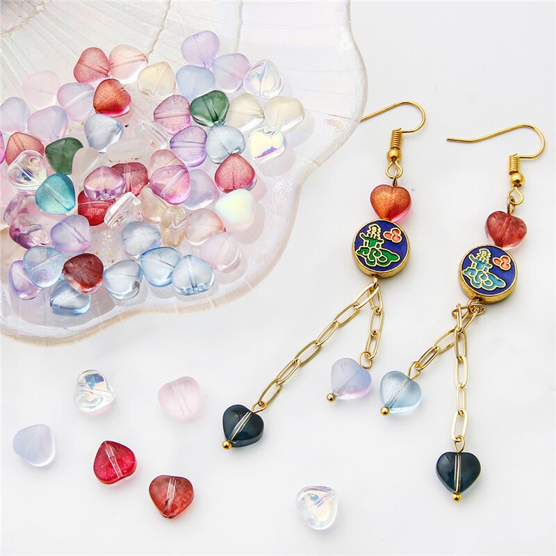 10 hạt thủy tinh pha lê hình trái tim dùng làm đồ trang sức