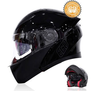 Nón bảo hiểm Lật hàm 2 kính EGO E9 (Đen Bóng)