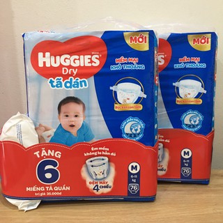 Combo 02 tã Huggies dán M76 bọc kén con tằm mới(cho trẻ 6-11kg)