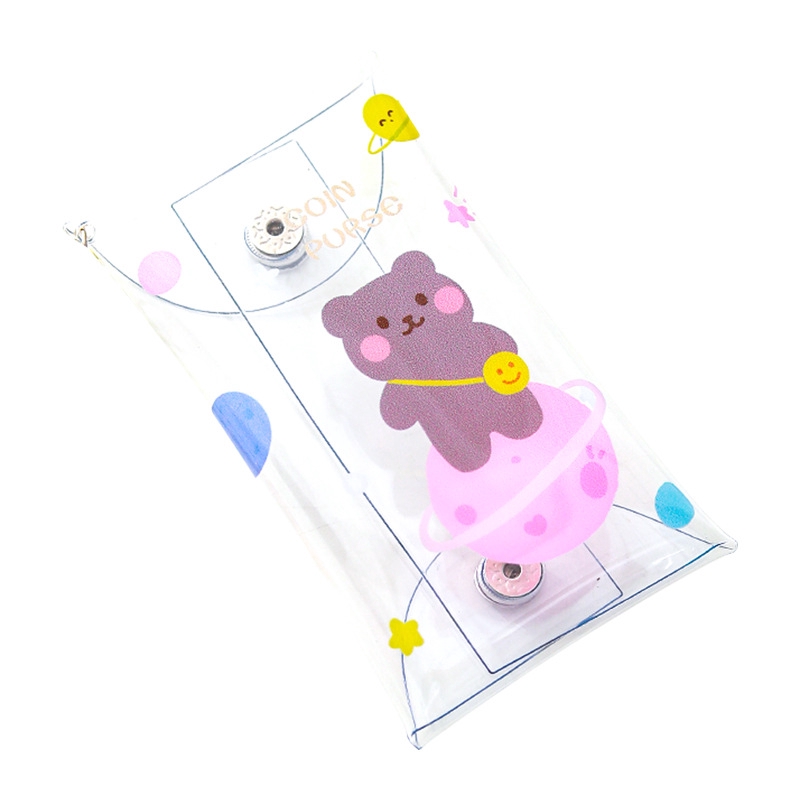 Ví đựng tiền xu mini trong suốt in họa tiết hoạt hình chống thấm nước phối khóa zipper tiện dụng | BigBuy360 - bigbuy360.vn