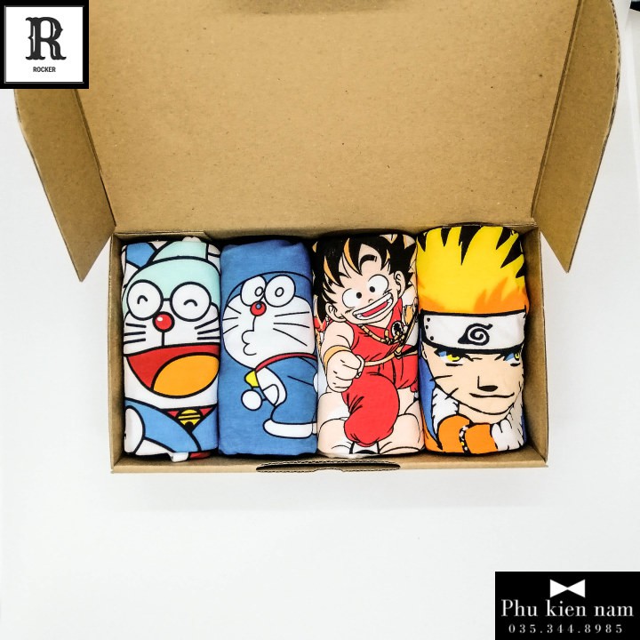 Hộp 4 Quần Lót Nam Boxer Quần Sịp Boxer HOẠT HÌNH S035