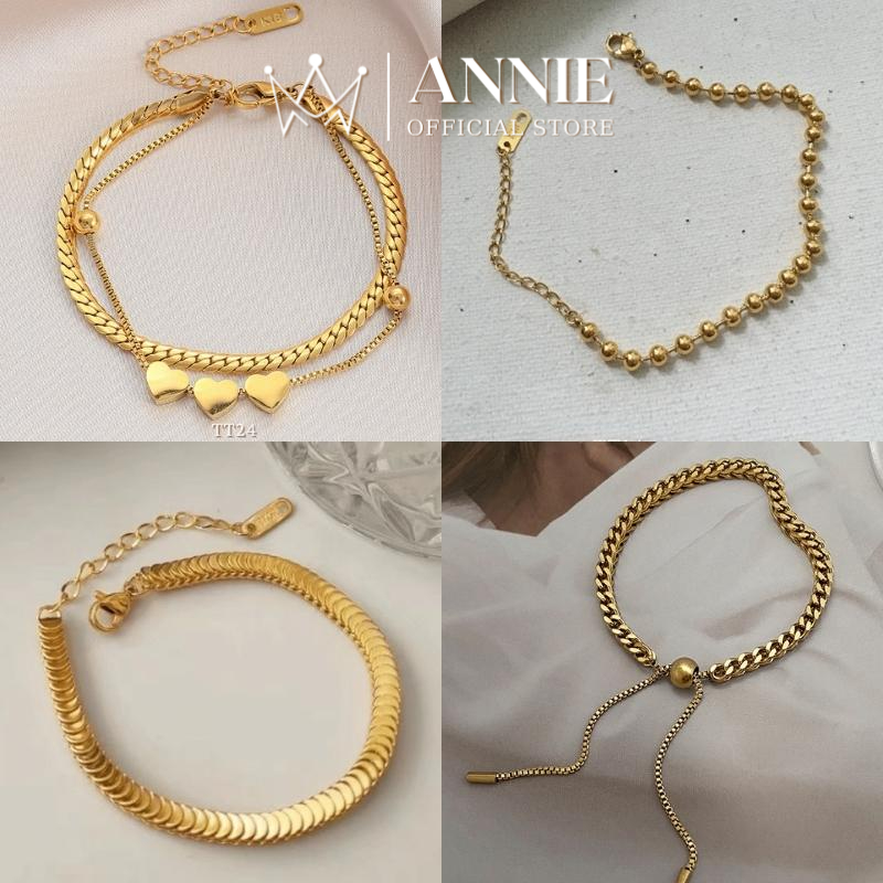 [KHÔNG ĐEN GỈ] Vòng tay lắc tay thép Titan kiểu dáng xinh xắn trẻ trung tinh tế - Annie 1396